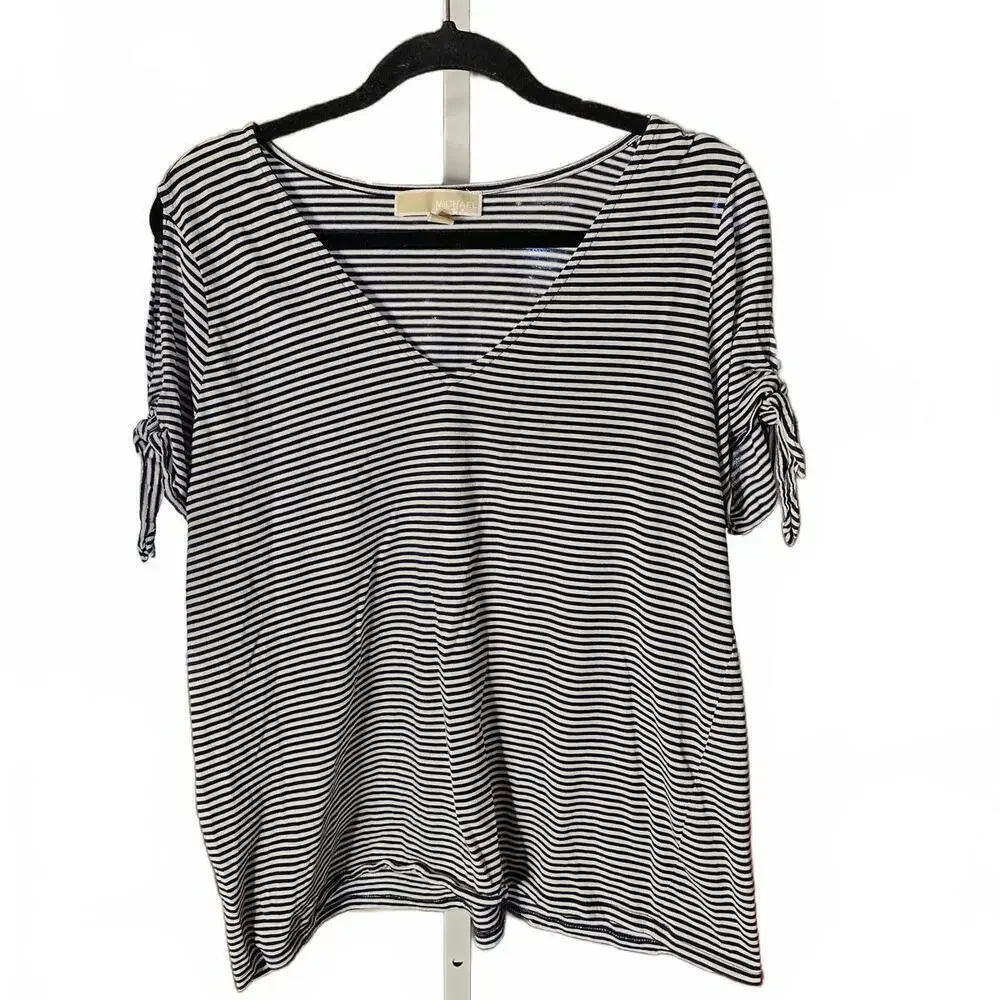 Michael Kors Striped Women's Top with Tie Sleeve Detail XL